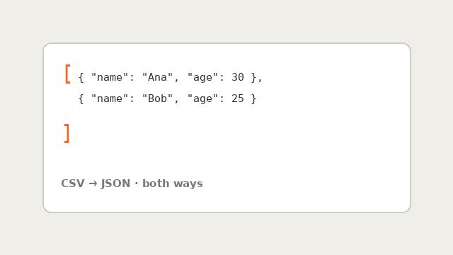 CSV ⇄ JSON Converter — after